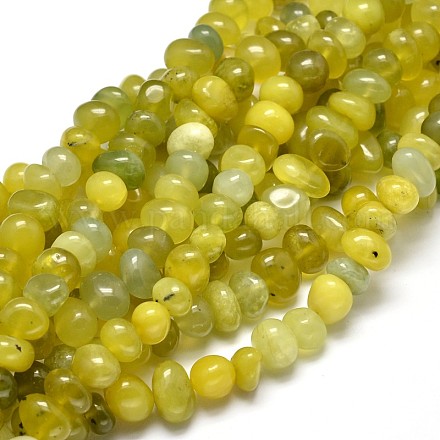 Fili di perline di pepite di giada verde oliva naturale G-J337-23-1