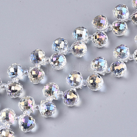 Transparent Glass Beads Strands GLAA-T006-14F-1