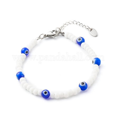 Bracelet rond en perles de verre BJEW-JB06484-1