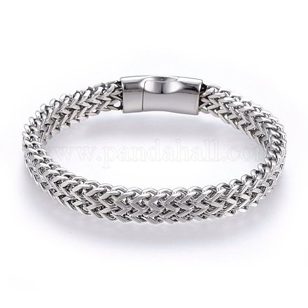 304 Stainless Steel Mesh Bracelets BJEW-L631-33P-1