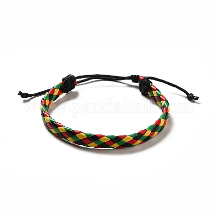 Bracelets de cordon tressé en similicuir pu pour femmes BJEW-M290-01H-1