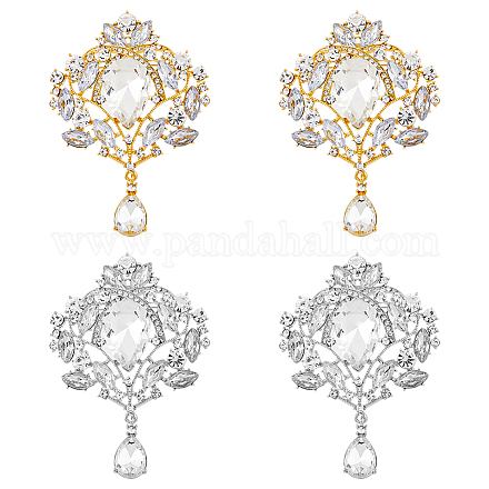 Dicosmétique 4 pièces 2 couleurs mariage bouquet de fleurs de mariée cristal strass broche JEWB-DC0001-05-1