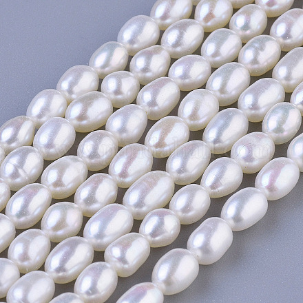 Hebras de cuentas ovaladas de perlas naturales cultivadas de agua dulce X-PEAR-E004-21-1