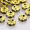 Brass Rhinestone Spacer Beads, Grade AAA, Wavy Edge, Nickel Free, Golden Metal Color, Rondelle, Black Diamond, 8x3.8mm, Hole: 1.5mm