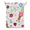 Linenette Drawstring Bags, Rectangle, Flower Pattern, 14x10cm