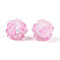 Resin Beads, Round with Flower, with Polymer Clay & Rhinestone, Pearl Pink, 22~26mm, Hole: 2~2.5mm