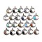 Natural & Synthetic Gemstone Pendants, with Red Copper Plated Brass Findings, Moon, Mixed Dyed and Undyed, 34x30x9~9.5mm, Hole: 5x8mm