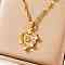 Brass Clear Cubic Zirconia Heart-shaped Pendant Necklaces, with white Shell, Golden, 15.75 inch(40cm)