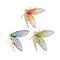 3Pcs 3 Colors Brass Angel Big Pendants, Angel Charms with Transparent Epoxy Resin Wings, Golden, Mixed Color, 62.5x57x10mm, Hole: 1.4mm and 2mm, about 1pc/color