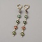 Brass Leverback Earrings, with Glass Beads, Flower, Golden, 80x7.5mm