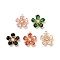 Glass Charms, with Brass Findings, Flower Charm, Real 18K Gold Plated, 14x13x5mm, Hole: 0.8mm