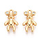 Brass Micro Pave Clear Cubic Zirconia Pendants, Bear Charms, Nickle Free, Real 18K Gold Plated, 13.2x8x2.8mm, Hole: 1.4mm