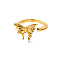 Brass Cuff Rings, Golden, Butterfly, Inner Diameter: Adjustable
