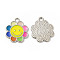 Alloy Enamel Pendants, Flower Charms, Platinum, Colorful, 18.5x16x1mm, Hole: 2mm
