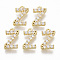 Brass Micro Pave Cubic Zirconia Charms, Nickel Free, Letter, Clear, Real 18K Gold Plated, Letter.Z, 14x8.5x2.5mm, Hole: 1.2mm