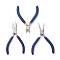 Set of 3 Jewelry Making Supplies Craft DIY Pliers Tool Set Flat Nosed Round Nosed Wire Cutter Pliers Blue, #50 Steel(High Carbon Steel)