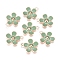 Alloy Enamel Pendants, Flower, Golden, Dark Sea Green, 20.5x18x3mm, Hole: 1.8mm
