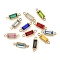 12Pcs 12 Colors Birthstone 304 Stainless Steel Rhinestone Connector Charms, Trapezoid Charms, Real 14K Gold Plated, Mixed Color, 13.5x4.5x4mm, Hole: 1.1mm, 1pc/color
