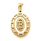 Golden 304 Stainless Steel Pendants, with Shell, Hollow Oval with Heart, Letter B, 23x16.5x2mm, Hole: 5.5x3mm
