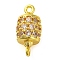 Brass Micro Pave Clear Cubic Zirconia Hollow Column Connector Charms, Lead Free & Cadmium Free, Golden, 16.5x7.5mm, Hole: 1.4mm