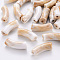 Acrylic Beads, Imitation Gemstone, Curved Tube, Floral White, 36x13.5x11.5mm, Hole: 4mm