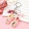 Resin & Acrylic & Faux Suede Tassel Keychain, with Alloy Clasp and Iron Rings, Letter N, 10cm