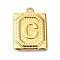 Ion Plating(IP) 304 Stainless Steel Pendants, Rectangle with Letter Charm, Real 18K Gold Plated, Letter C, 24.5x18x3mm, Hole: 1.8mm