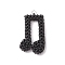 Glass Seed Beaded Musical Note Pendants, with Stainless Steel Color 304 Stainless Steel Open Jump Rings, Black, 39x22x6mm, Hole: 2.5mm