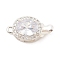 Brass Micro Pave Clear Cubic Zirconia Box Clasps, with Glass, Oval, Silver, 18x9x7mm, Hole: 1.2mm