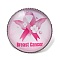 Breast Cancer Awareness Ribbon Glass Brooches, Alloy Edge for Backpack Clothes, Flat Round, Pink, 27mm