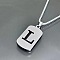 Rectangle with Laser Cut Letter 201 Stainless Steel Initial Pendant Necklaces, Stainless Steel Color, Letter L, 23.62 inch(60cm)