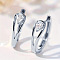 Teardrop Brass Clear Cubic Zirconia Hoop Earrings, Platinum, 12mm