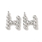 Brass Pendants, Letter Charms, Platinum, 13x8.5x2mm, Hole: 1mm