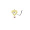 Brass Rhinestone Nipple Rings, Golden, Heart, 10mm, Pin: 1.2mm