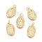 Siant Brass Pendants, with Jump Rings, Oval, Golden, 20x12x2mm, Hole: 3mm