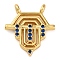 Brass Micro Pave Cubic Zirconia Pendants, Real 18K Gold Plated, Royal Blue, 16.5x15x2mm, Hole: 1.2mm