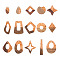 30Pcs 15 Style Transparent Resin & Walnut Wood Pendants, with Gold Foil, Oval & Polygon & Teardrop & Flat Round & Star & Rhombus & Trapezoid, Mixed Color, 2pcs/style