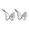 Brass Micro Pave Clear Cubic Zirconia Pendants, with Shell, Butterfly, Platinum, 15x17.5x4.5mm, Hole: 4.5mm