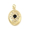 Brass Cubic Zirconia Locket Pendants, Photo Frame Charms, with Jump Ring, Real 18K Gold Plated, Dark Blue, Oval, 32.5x23x10mm, Hole: 4mm, Inner Diameter: 25x19mm