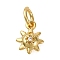 Brass Micro Pave Cubic Zirconia Sun Charms, with Jump Ring, Long-Lasting Plated, Cadmium Free & Lead Free, Rack Plating, Real 18K Gold Plated, 8x7x3.5mm, Hole: 3mm