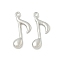 Brass Pendants, Musical Note Charms, Rack Plating, Long-Lasting Plated, Cadmium Free & Lead Free, Platinum, 15.5x8x2mm, Hole: 1mm
