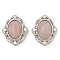 Natural Rose Quartz Multi-Strand Links, Flower, with Brass Micro Pave Cubic Zirconia Findings, Rack Plating, Lead Free & Cadmium Free, 21x17.5x9.5mm, Hole: 1.8mm
