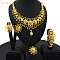Alloy Micro Pave Clear Cubic Zirconia Jewelry Sets, Pendant Necklace & Stud Dangle Earrings & Ring & Bracelets Sets, Golden, Flower, 430mm