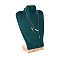 Bust Shaped Velvet Jewelry Necklace Display Stands, with Wood Base, for Necklace, Dark Green, 21.8x12.5x30.1cm