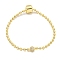 3MM Brass European Style Ball Chain Bracelets for Jewelry Making, with Micro Pave Clear Cubic Zirconia Bead and Clasps, Real 18K Gold Plated, 7-7/8 inch(19.9cm)