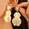 Alloy Dangle Stud Earrings, Golden, Leaf, 50mm