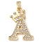 Rack Plating Brass Micro Pave Cubic Zirconia Pendants, Long-Lasting Plated, Lead Free & Cadmium Free, Real 18K Gold Plated, Letter A, 22~24x12~22x2mm, Hole: 3x4mm