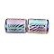 Electroplate Glass Beads, Column with Stripe Pattern, Colorful, 11.5~12x8~8.5mm, Hole: 1.2~1.4mm