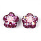 Flower Shape Polymer Clay Rhinestone Beads, with Resin & ABS Plastic Pearl, for Beadable Pens, Keychains, Jewelry and Crafts, Medium Purple, 25.5x26.5x18.5mm, Hole: 1.8mm