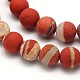 Chapelets de perles rondes en jaspe naturelle rouge mate avec dentelle blanche X-G-N0166-57-4mm-2
